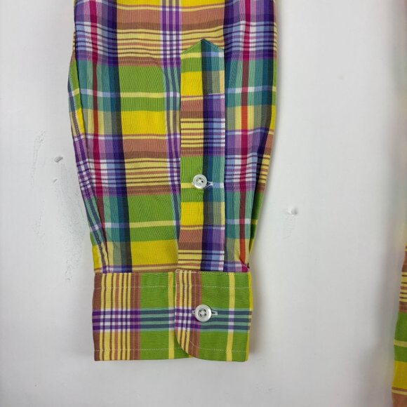 Ralph Lauren Plaid Shirt Mens Medium Custom Fit Cotton Spring Multicolor Oxford - Picture 7 of 10